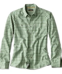 Clothing Orvis Men'S L/S Tech Chambray Plaid Work Shirt - Closeout